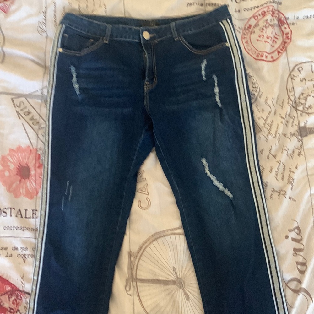 These are dark blue kind of faded Jeans